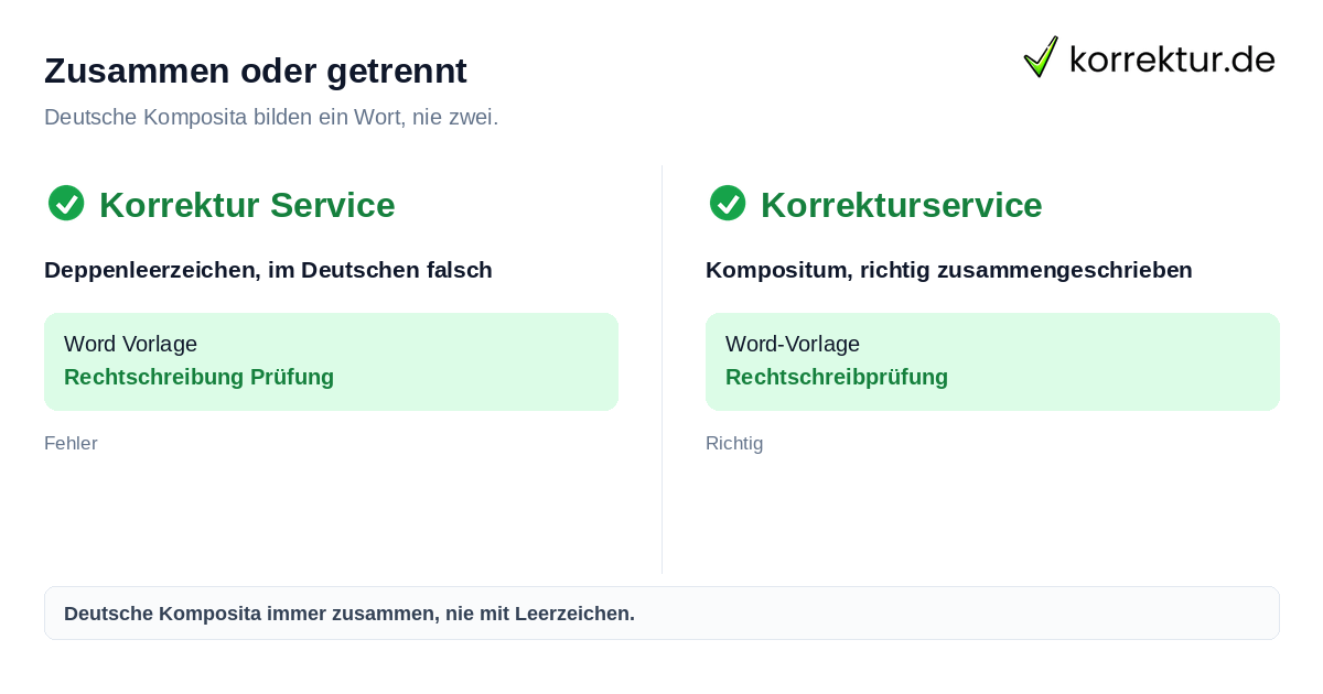 Zusammengesetzte Wörter richtig schreiben: Korrektur Service oder Korrekturservice