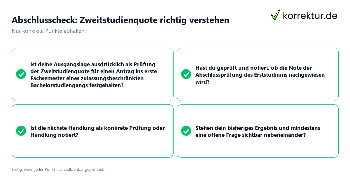 Abschlusscheck: Zweitstudienquote richtig verstehen Konkreter Abschlusscheck zu Zweitstudienquote richtig verstehen